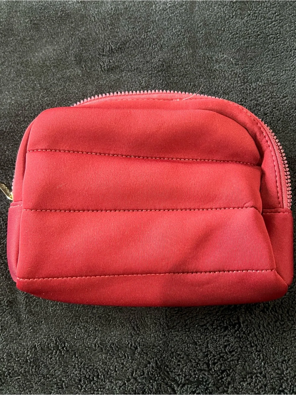 Sephora maroon Quilted Cosmetic Pouch with Gold Zipper